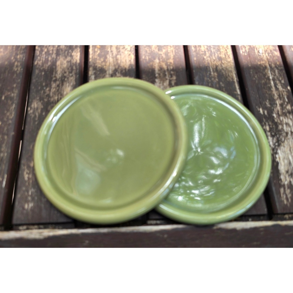 Longaberger Pottery Woven Traditions Sage Green 4.25" Coasters Set of 2